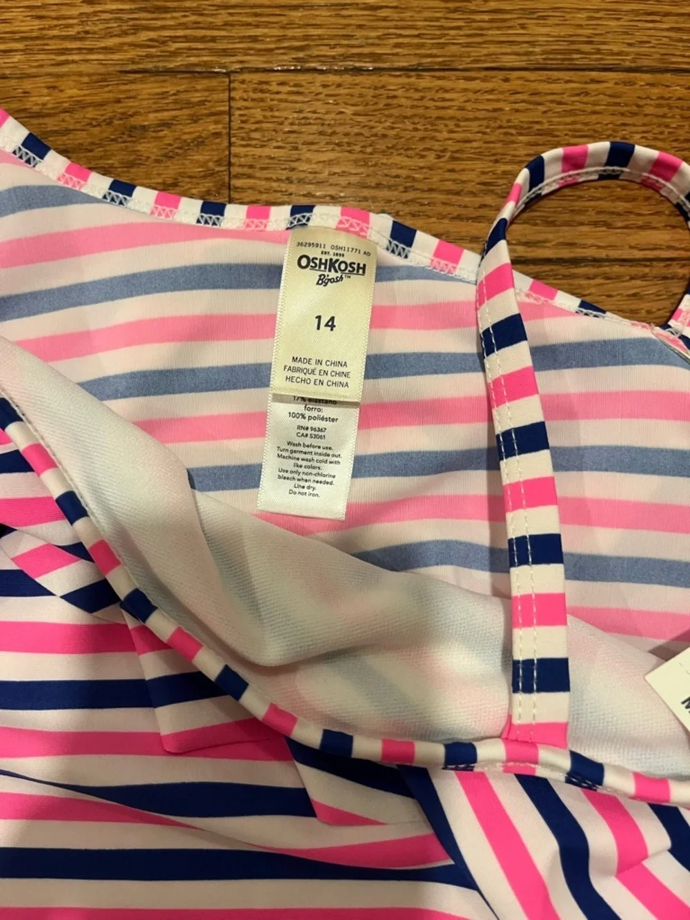 Girls striped tankini size 14, NWT